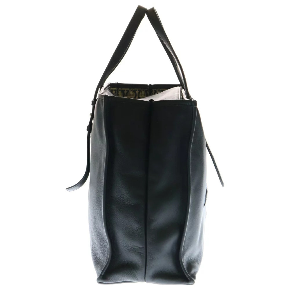 Salvatore Ferragamo Tote Handbag Leather Logo Black Bag - Picture 3 of 6